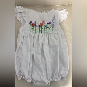 White Floral Embroidered Kids Bodysuit